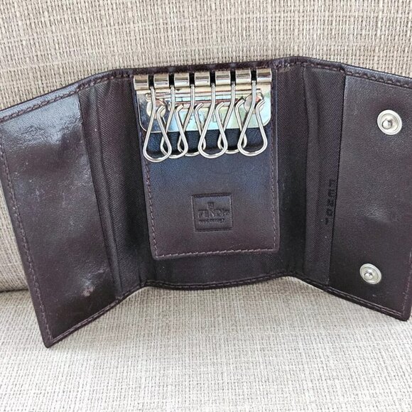 FENDI Keychain Brown Leather 6 Rings Keys Holder Keys Fob Bag Made in Italy - Picture 4 of 11